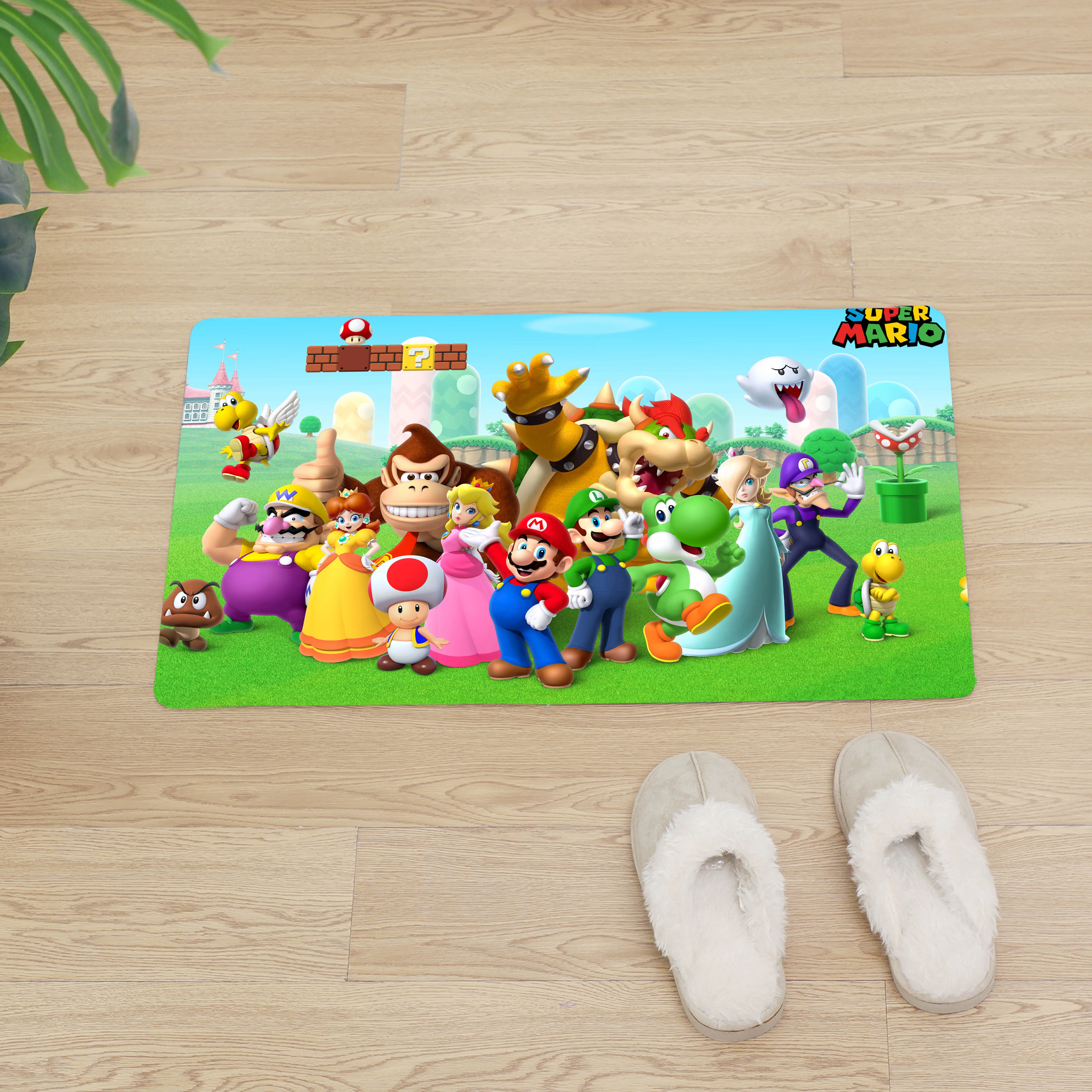 Мультяшный принт Super Mario Bros. Напольный коврик из ПВХ нескользящий