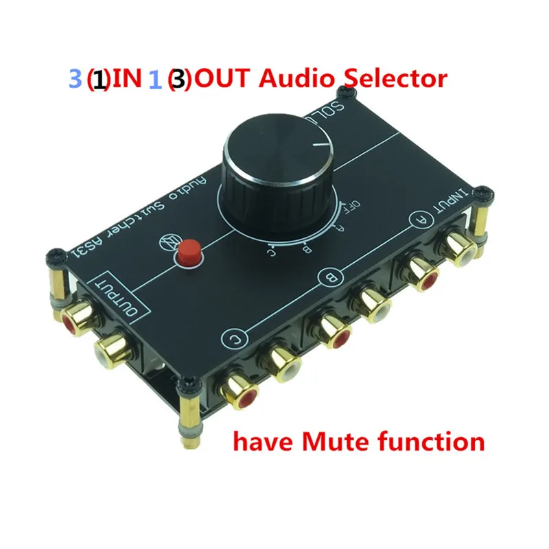 

RCA stereo INPUT audio source signal Switch Switcher Splitter distributor selector box 3 Ways IN 1 OUT