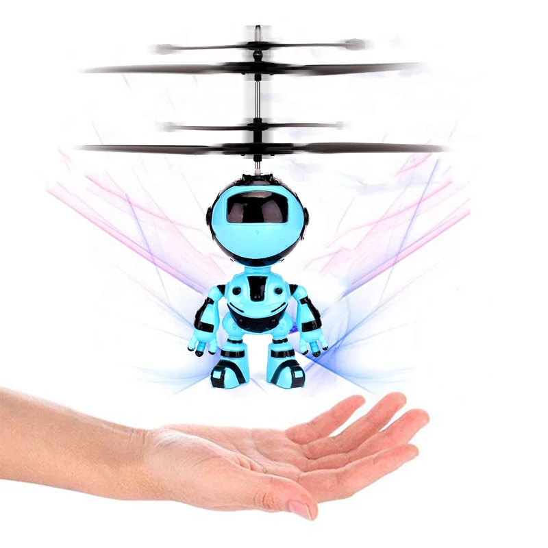 RC Hand Inductive Fly Robot Aircraft Recharging Infrared Induction Antistress Toy Kids Flash Light Up FlyToys
