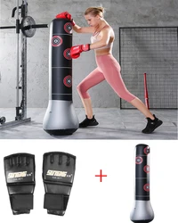 Bolsa de boxeo inflable para entrenamiento, saco de arena de pie para entrenamiento, alivio de presión, ejercicio, Base de agua, Fitness, construcción de cuerpo con guantes