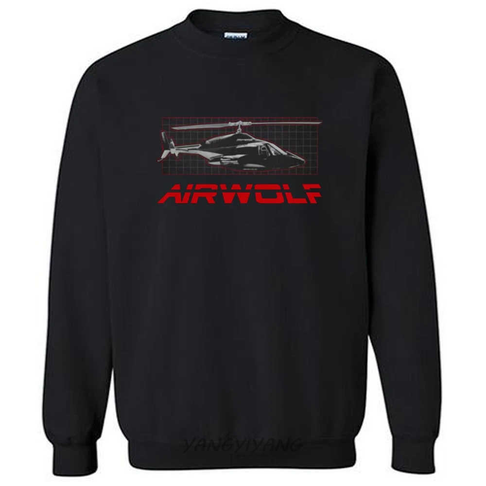 Бренд толстовки Airwolf вертолет ТВ шоу сетки лицензированные толстовки Осень Толстовка Прямая - Цвет: black