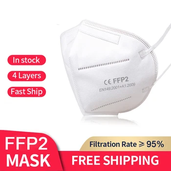 

FFP2 Mask Disposable Soft Protective Mask Anti Dust FFP2 Mask Dustproof Anti-fog PM2.5 4-Layer Protection level 95% Filtration