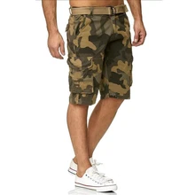 Мужские армейские камуфляжные карго шорты новые военные карманные тактические шорты с поясом размер плюс мужской свободный фитнес шорты Homme
