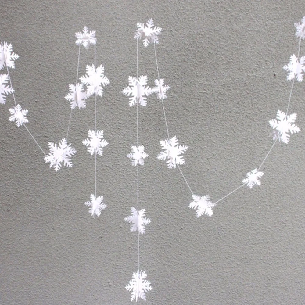 3м белая Снежинка из бумаги гирлянды вечерние свадебные украшения для дома Красивые Подвесные гирлянды для рождественской елки