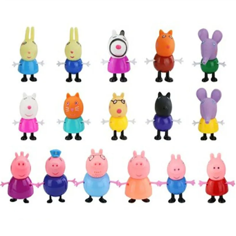 

Hot Sell Peppa Pig And Friends George Dad Mom Anime Kids Toys Gifts Family Pack Various Role Action Figure Pvc Model