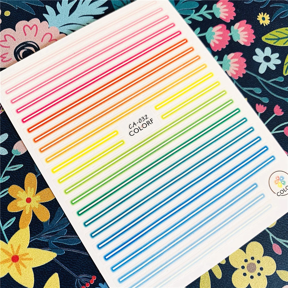 

Newest CA sereis CA-032 Colored lines 3d nail art sticker nail decal stamping export japan designs rhinestones decorations