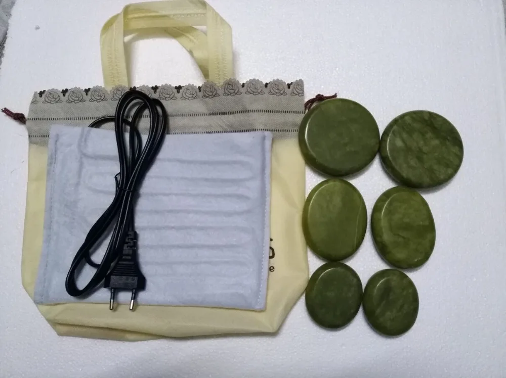 Green Jade Massage Hot Stone Set and Gem with Heating Aluminum Box | Красота и здоровье