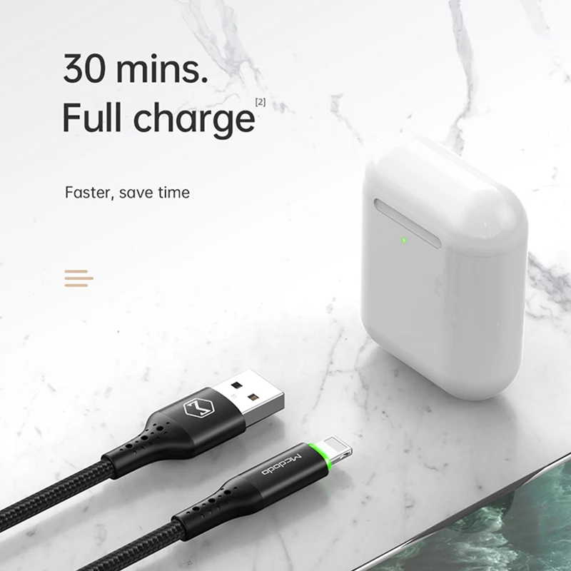 USB кабель Mcdodo с автоматическим отключением 3 А для быстрой зарядки IPhone 11 Pro Max XS XR X 8