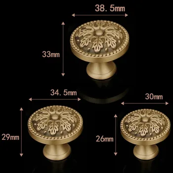 Vintage Brass Kitchen Cupboard Cabinet Wardrobe Furniture Round Pull Handle Knob