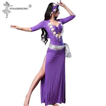 

New Adult Lady women Belly Dance Costume Oriental bellydance skirt Stage Performance Headwear Belt Skirt Bellydancing Wear