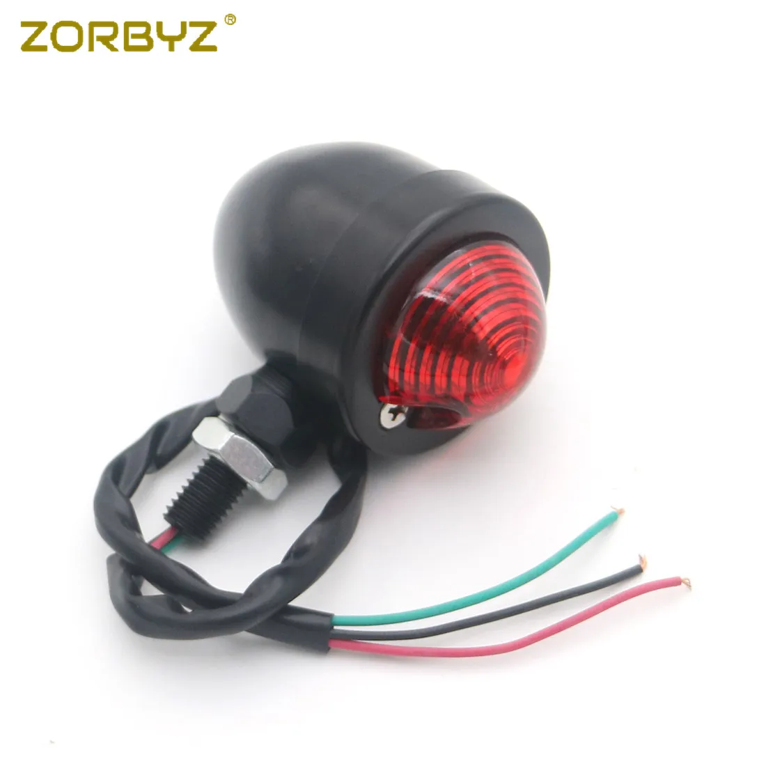 ZORBYZ Universal Motorcycle Black/Chrome Metal Bullet Brake Running Tail Light Indicator For Harley Suzuki Kawasaki Custom