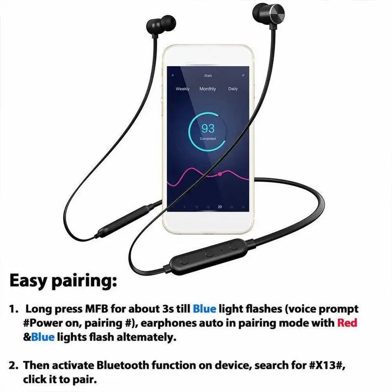 Водонепроницаемый магнитный спортивный bluetooth-наушник с шейным ободком, микрофон для спортзала, наушники-вкладыши для бега, магнитный спортивный с беспроводной системой K0V1