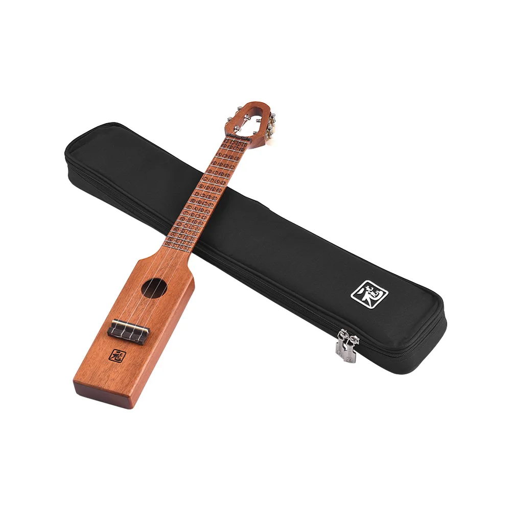 

23" Acoustic Concert Ukulele Ukelele Uke Mahogany Wood Portable Compact Size With Carved Musical Scale & Chord Chart Carry Bag