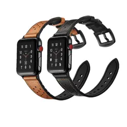 Натуральная кожа ремешок для наручных часов Apple watch 4 полосным 44 мм/40 мм силиконовый ремешок для наручных часов Iwatch, series4/3/2, 42 мм, 38 мм, версия