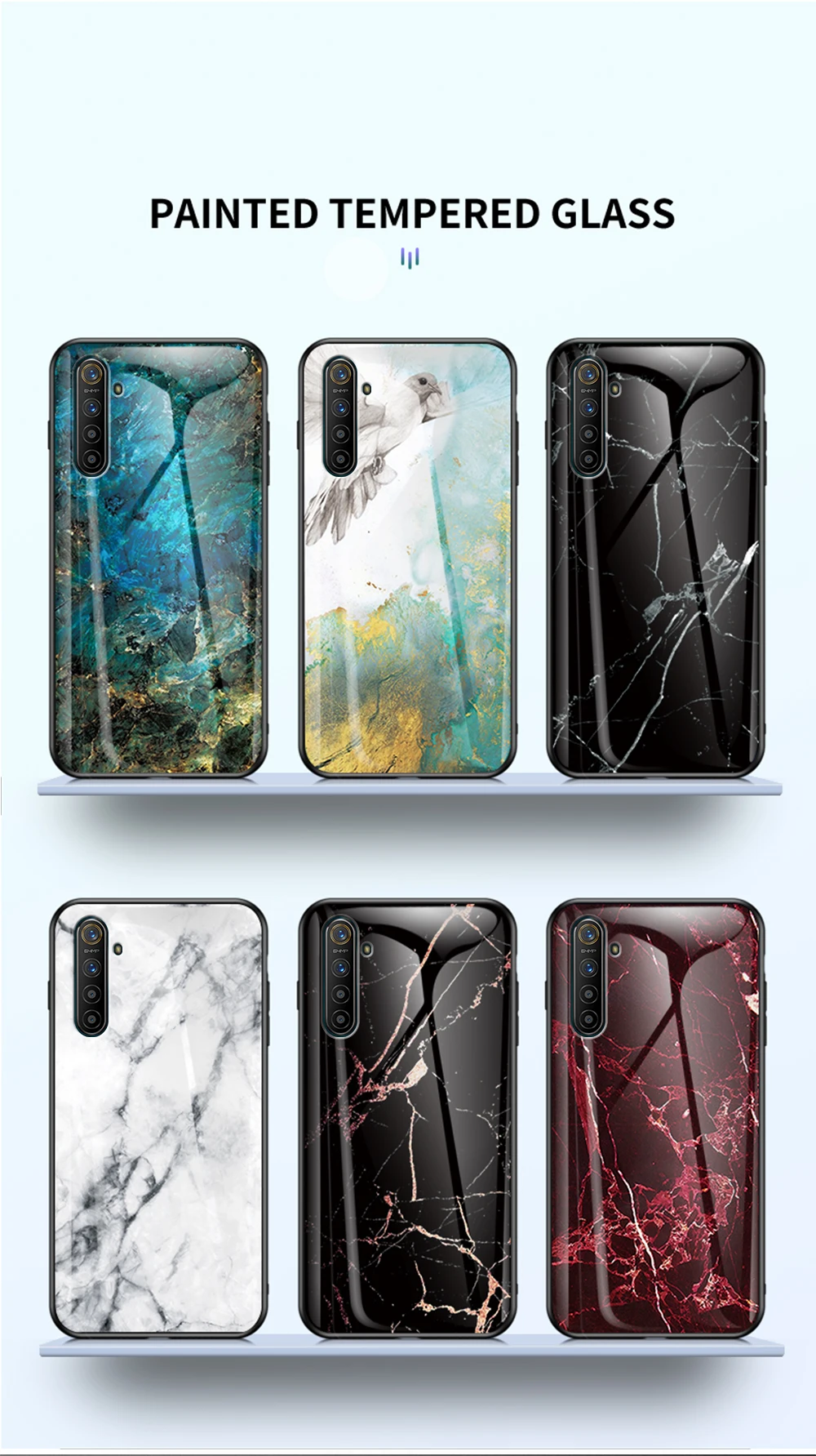 Marble Tempered Glass Case for Realme XT Case 6.4 inch Fashion Soft Bumper Hard Phone Back Cover for Realme X2 Case