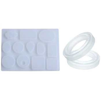 

1pcs Cabochon Necklace Pendant Silicone Mold &4PCS Silicone Mould Mold Round for Bangle Bracelet Making DIY