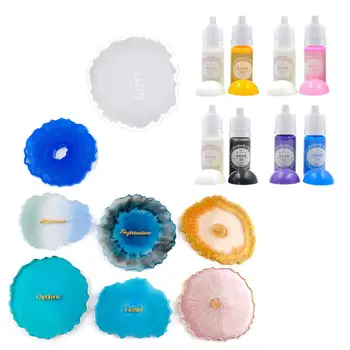 

Casting Coaster Pigment Resin Mold Kit Geode Agate Mat Silicone Molds UV Epoxy Resin Molds DIY Art Crafts Jewelry Making Tools