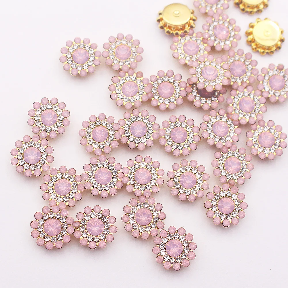 Sewing Sun Flower Claw Rhinestones 14mm Flatback Round Shiny Crystals  Stones Strass Gold Base Sew On Rhinestones For Clothes - Price history &  Review, AliExpress Seller - MAKLIN Rhinestones Directly Store
