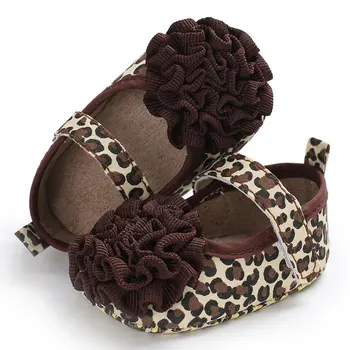 

Cute Flower Newborn Baby Leopard Shoes Soft Girls First Walker Toddler Shoes