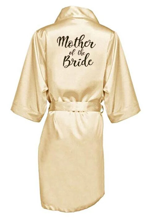 champagne gold robe bride satin kimono robe women wedding sister of the bride printing bridesmaid bridal party robes