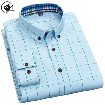 

Little Raindrop Men's Cotton Shirts High Quality Social Plaid Long Sleeve Top Formal Soft Business Casual Male Dress Shirt