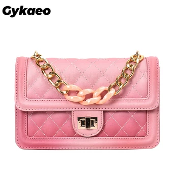 

Gykaeo Women's Designer Luxury Handbag 2020 New Quality Leather Women's Square Bag Chain Tote Bag Plaid Shoulder Messenger Bag