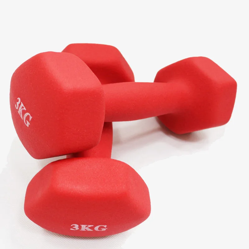Hexagonal Matte Smooth Plastic-Dipping Women's Dumbbell Fitness Aerobics Dumbbell Women's Fitness 1 kg