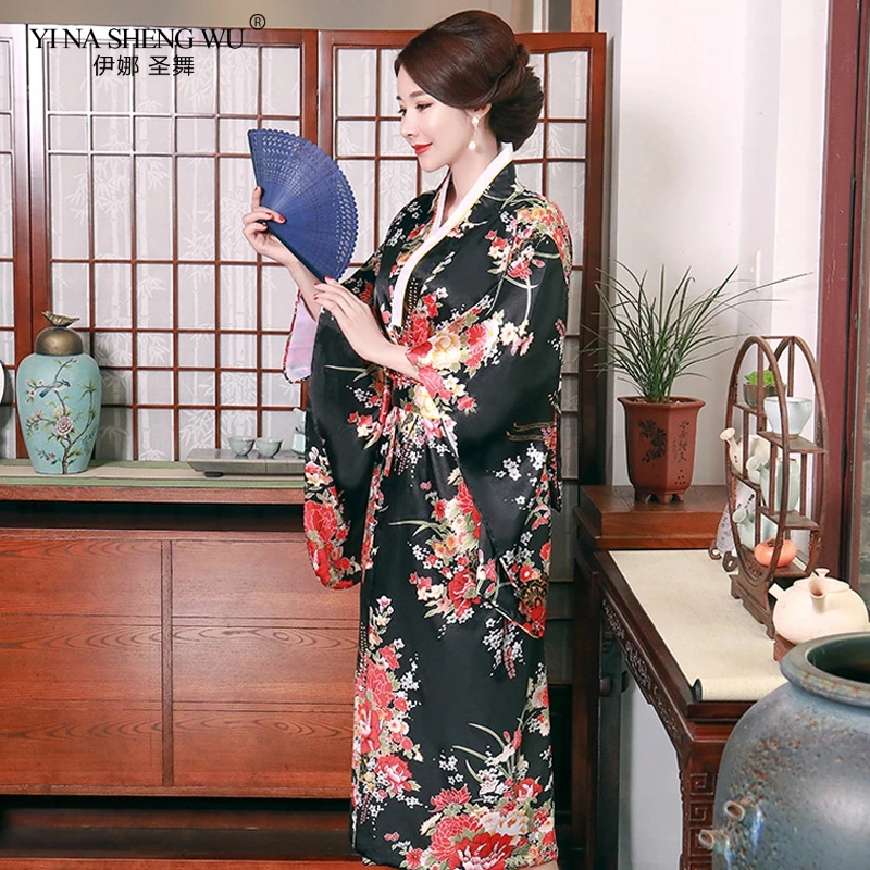 Традиционное японское кимоно юката женский банный халат сексуальный женский, с цветочным принтом кимоно вечернее новое платье косплей