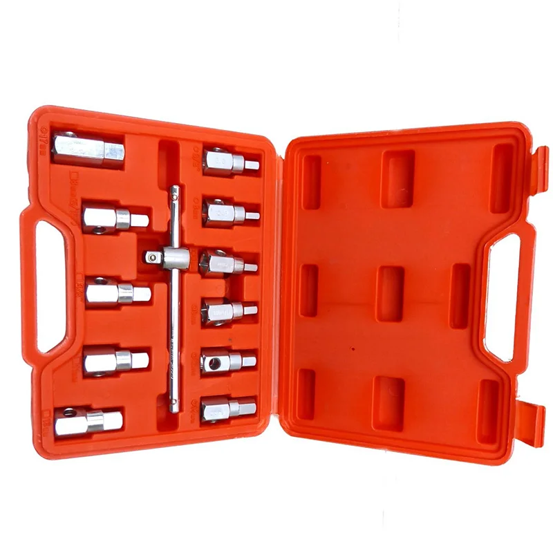 

12pcs 4 Square Hexagonal Oil Sump Drain Screw Socket Axle 3/8" Hand Tool Durable