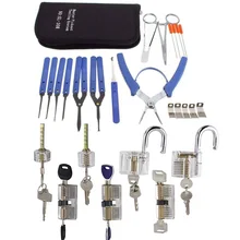 Klom mão picareta conjunto ferramenta com fechaduras transparentes combinação para a prática, 7 pces fechaduras transparentes e chave quebrada picareta remover ferramenta