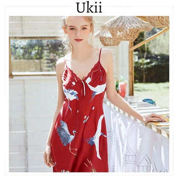 

Ukii Silk Pyjamas Women Hot Sexy Nightwear Short Sleepwear Mini V Neck Summer Pijama Mujer Sexy Night Dress Mujer Verano