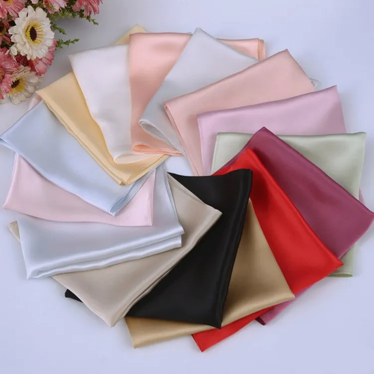  100% Pure Silk 16.5 mm satin silk Square handkerchief Men's Pocket Hanky 13