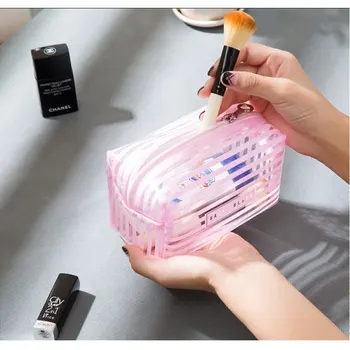

Waterproof Women Bath Wash Case Travel Vanity Bag Strip Transparent Travelling Cosmetic Makeup Organizer Kit