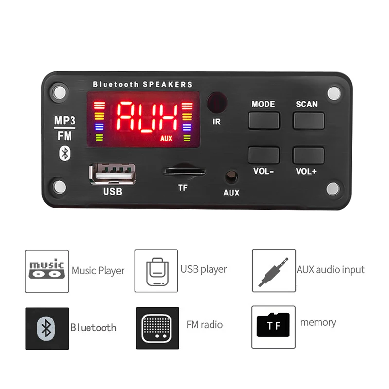 

Wireless Bluetooth 5.0 MP3 WMA Decoder Board USB TF FM Radio 5V 12V MP3 Player Music Audio Receiver Module For Car Accessories