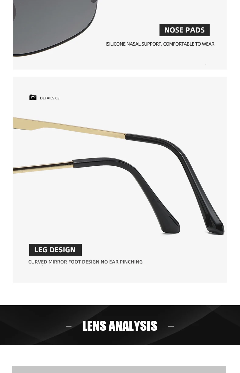 Rimless Square Sunglasses Gradient Lens