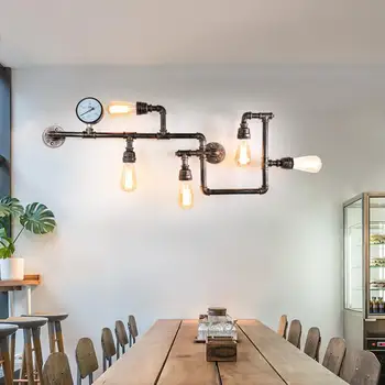 

Loft Vintage Retro Water Pipe Wall Lamp Industrial Light Fixtures for Bar Coffee Home Decor Lighting (No Light Source)