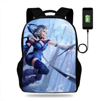 

School Bags Dota Princess Print School Backpack For Boys&Girls Teenager USB Charge Children's Backpack kids Laptop Backpack