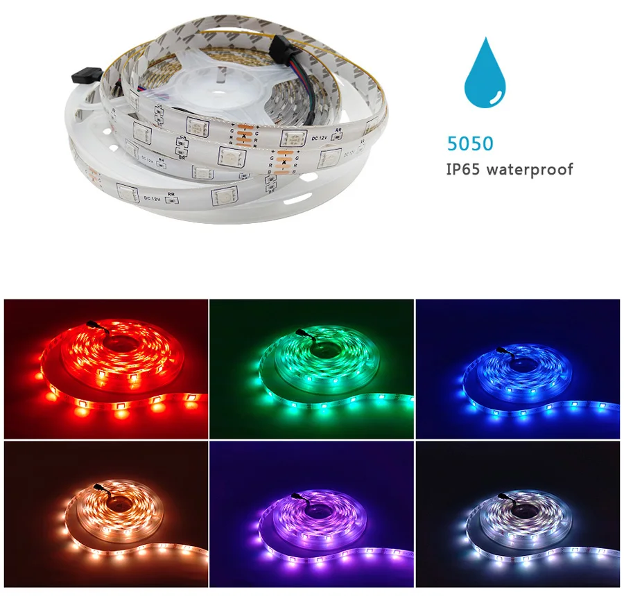 Tira de luces LED con Bluetooth, cinta de luz led RGB SMD 5050 2835, de longitud 5M 10M 15M, con diodo de corriente DC12V 60LED/M y adaptador