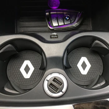 

2 pieces car interior mat coasters leather mats for Renault koleos duster megane 2 logan car mats anti-dirty car accessories