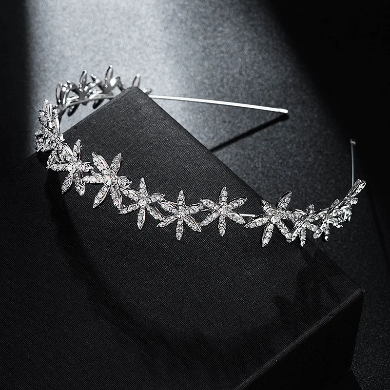 Luxury Floral Crystal Wedding Hair Vine Bridal Hair Jewelry Accessories Headpieces Women Headbands Rhinestone Diadem Crown Tiara