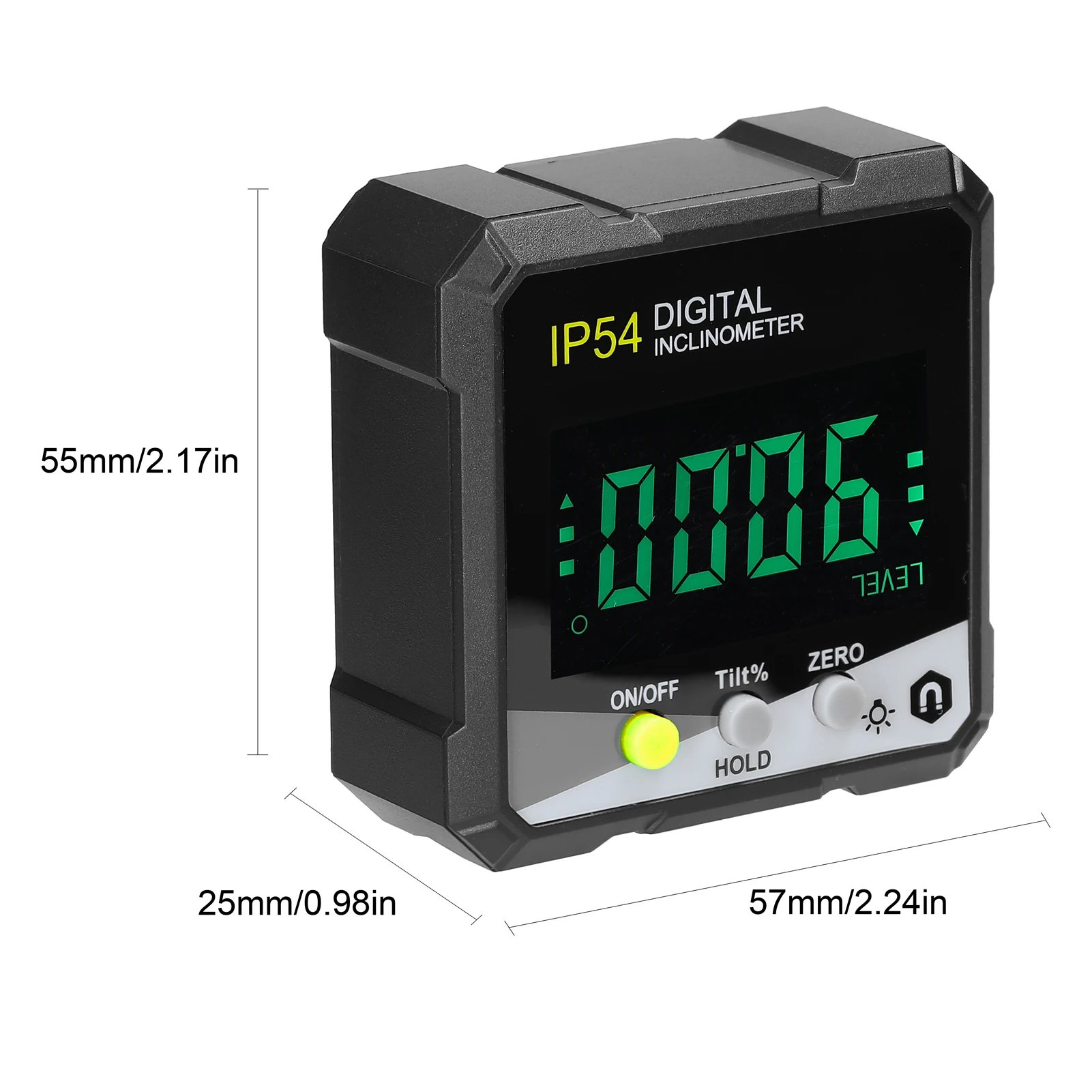 IP54 4*90&deg;Digital Inclinometer LCD Backlight Digital Protractor Slope Meter Digital Angle Ruler Single-side Magnetics Protractor