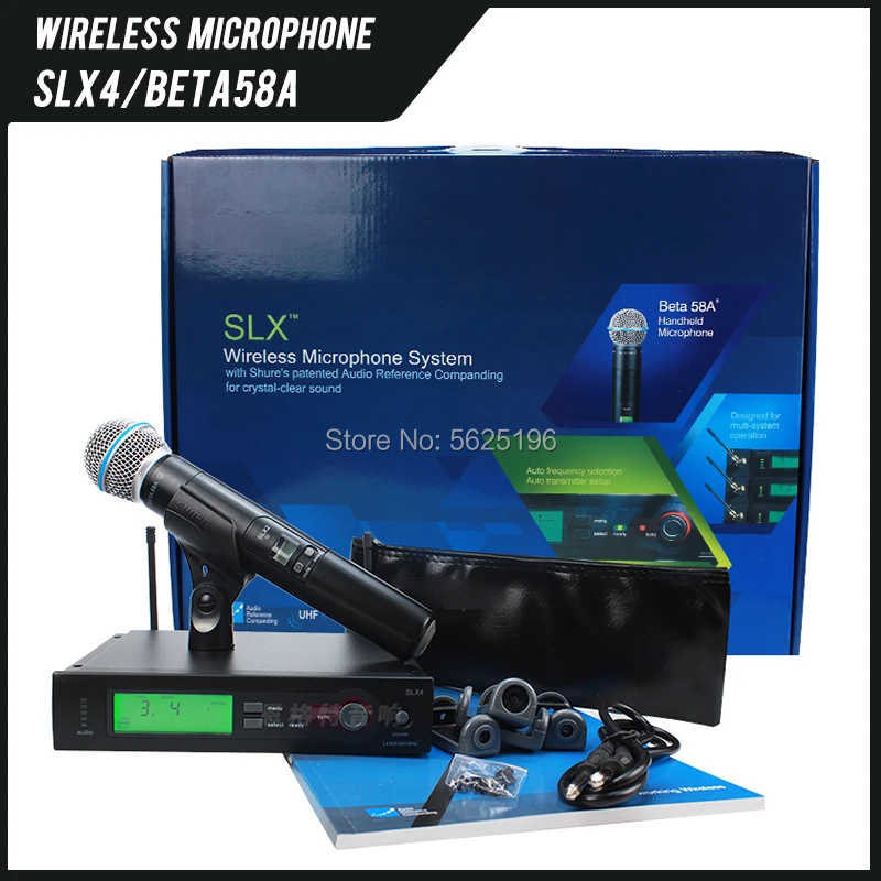 Высокое качество SLX4 UHF профессиональный беспроводной микрофон Система SLX24/BETA58