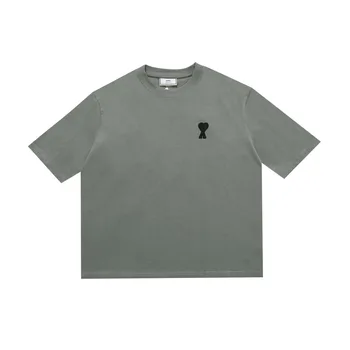 

2020ss AMI alexandre mattiussi France Heart Logo Embroidery Women Men Top Quality 1:1 Women Men T shirts tees Men Cotton T shirt