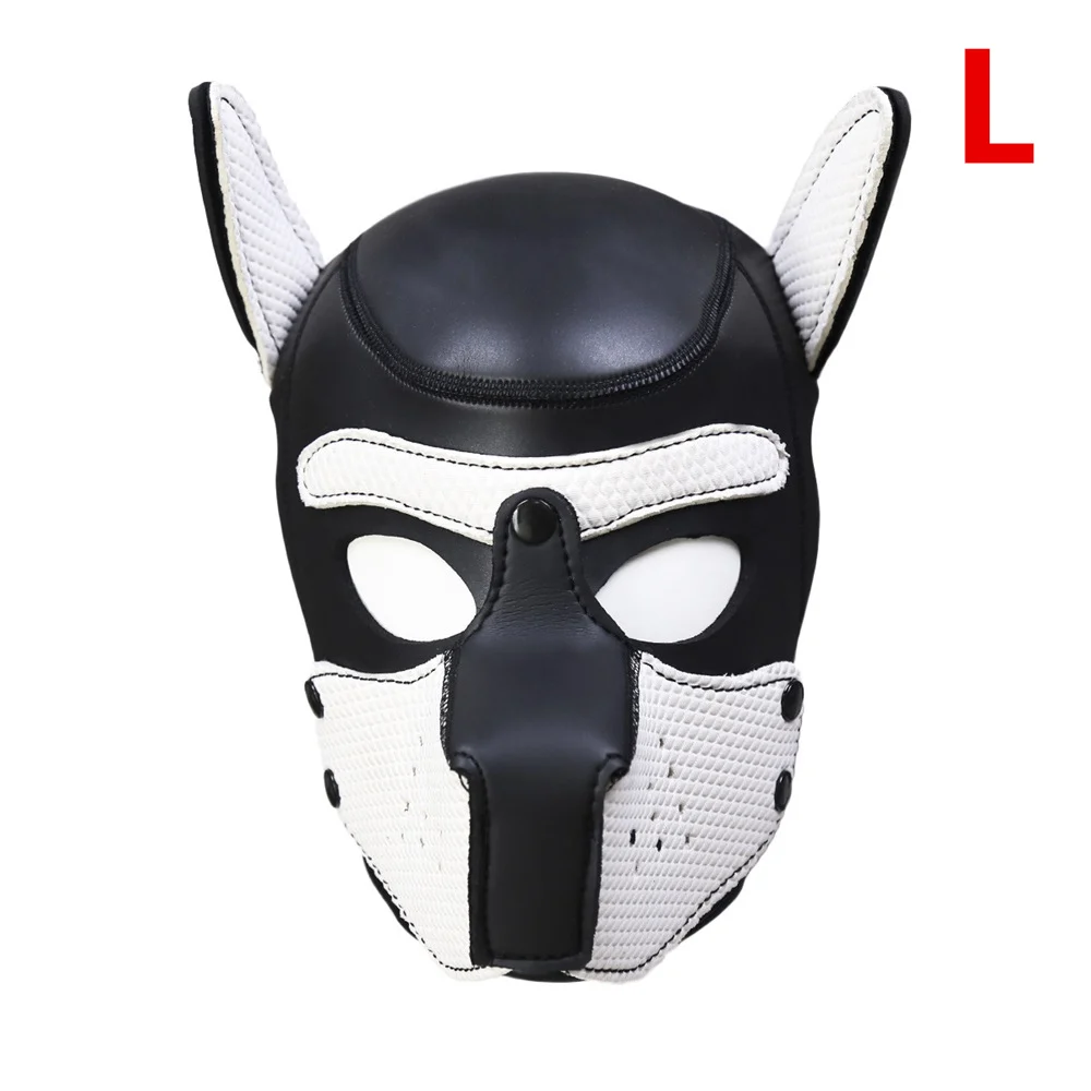 white L 10 цветов M/L Сексуальная маскарадная ролевая маска для собаки на всю голову мягкая латексная резиновая маска для щенка - Цвет: white L