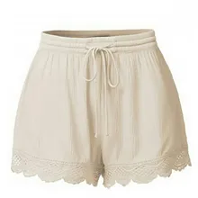 Casual babados senhoras mais tamanho curto feminino cor sólida elástico drawstring cintura esporte curto yo ga pantalon corte mujer 2021