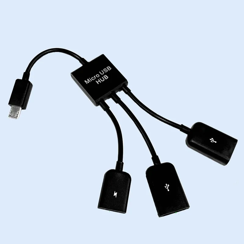 Микро USB концентратор 3 в 1 штекер Гнездо Двойной хост зарядка OTG кабель адаптер
