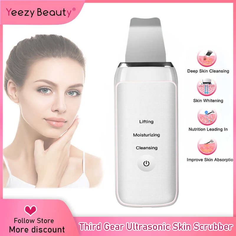 Ultrasonic Skin Scrubber Blackhead Remover Deep Face Cleaning Machine Reduce Wrinkles Moisturizing Facial Lifting | Красота и
