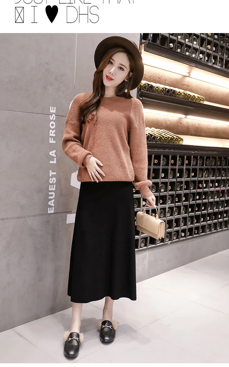 Maternity Skirt for Pregnant Women Autumn and Winter Belly Support Knitted High Waisted Pregnancy Skirts JOYRAY.B