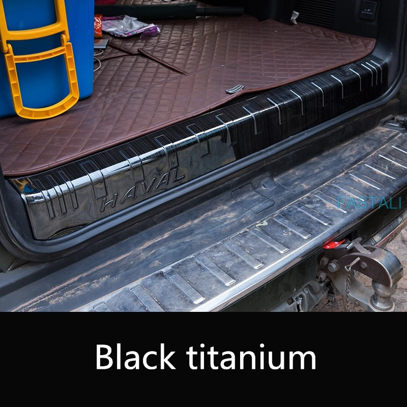 Black titanium Для maval H9- для двери БАГАЖНИКА АВТОМОБИЛЯ порог багажника из нержавеющей стали задняя защитная накладка декоративная яркая полоса устойчивый к царапинам износ - Цвет: Black titanium