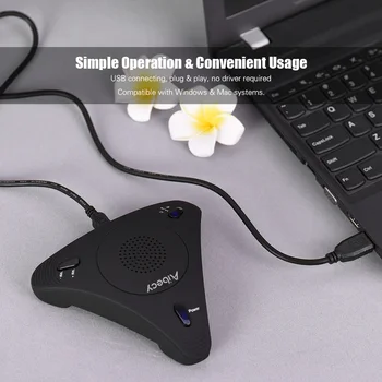 

Aibecy Microphone Mic Speaker Speakerphone USB Desktop Computer Conference Omnidirectional Condenser360° Audio Pickup Play